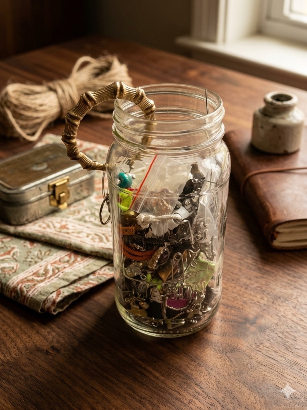 Madon Jar full of crafting jewelry  - Clear